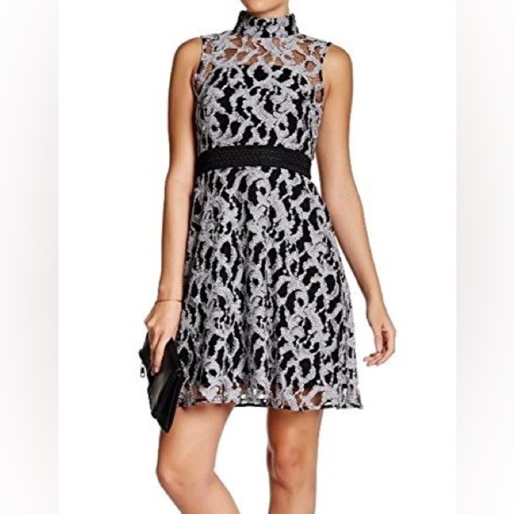 RACHEL Rachel Roy Black and Gray Midi Dress